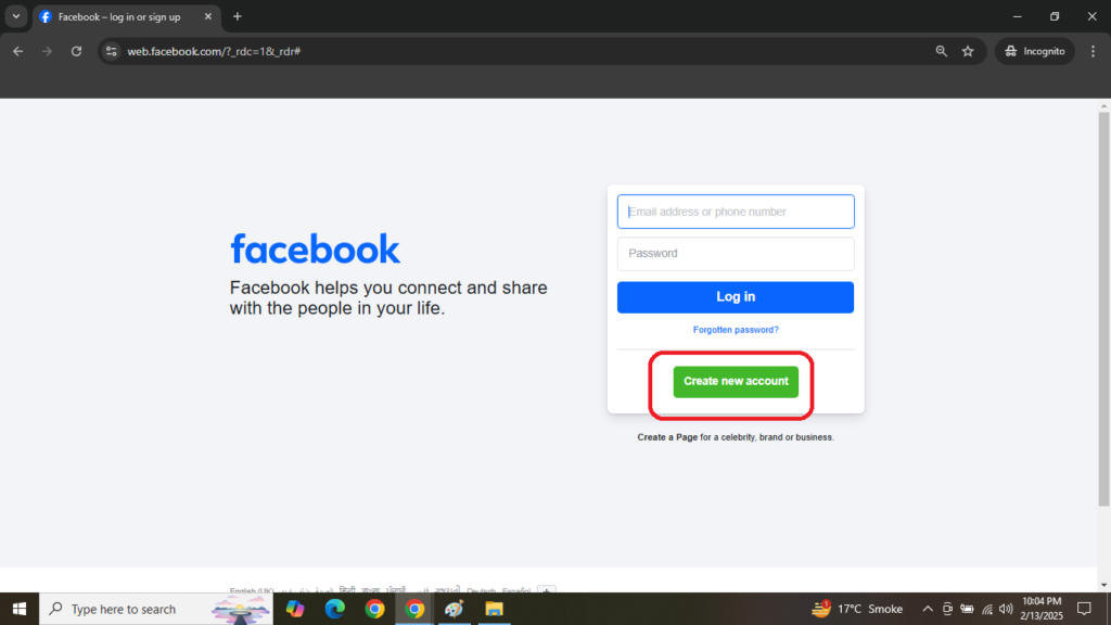 Create new account Facebook NPG