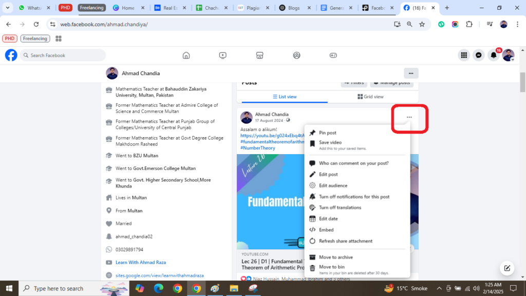 Pin post on facebook